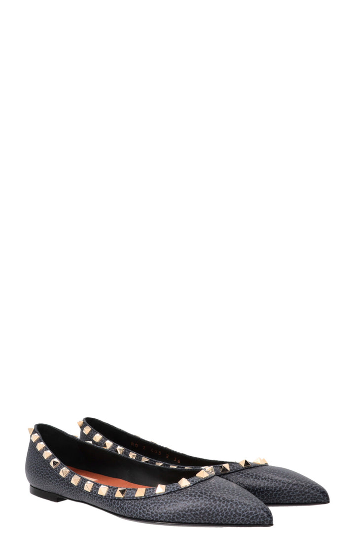 VALENTINO Rockstud Ballet Flats Leather Blue