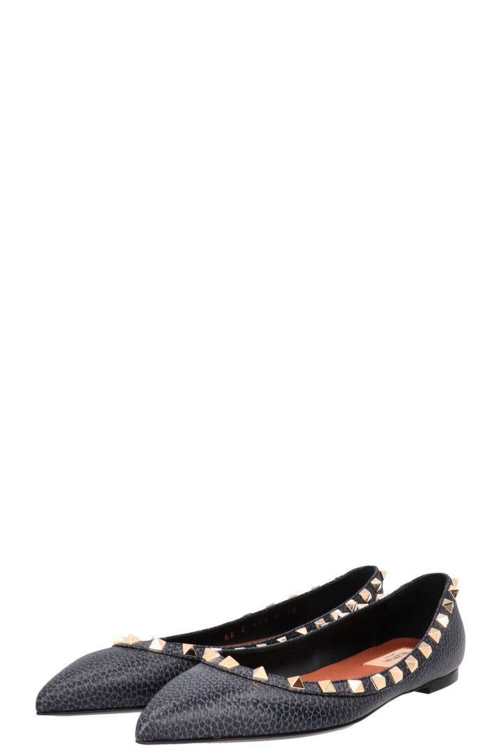 VALENTINO Rockstud Ballet Flats Leather Blue