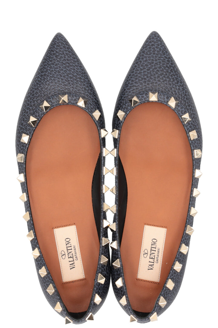 VALENTINO Rockstud Ballet Flats Leather Blue
