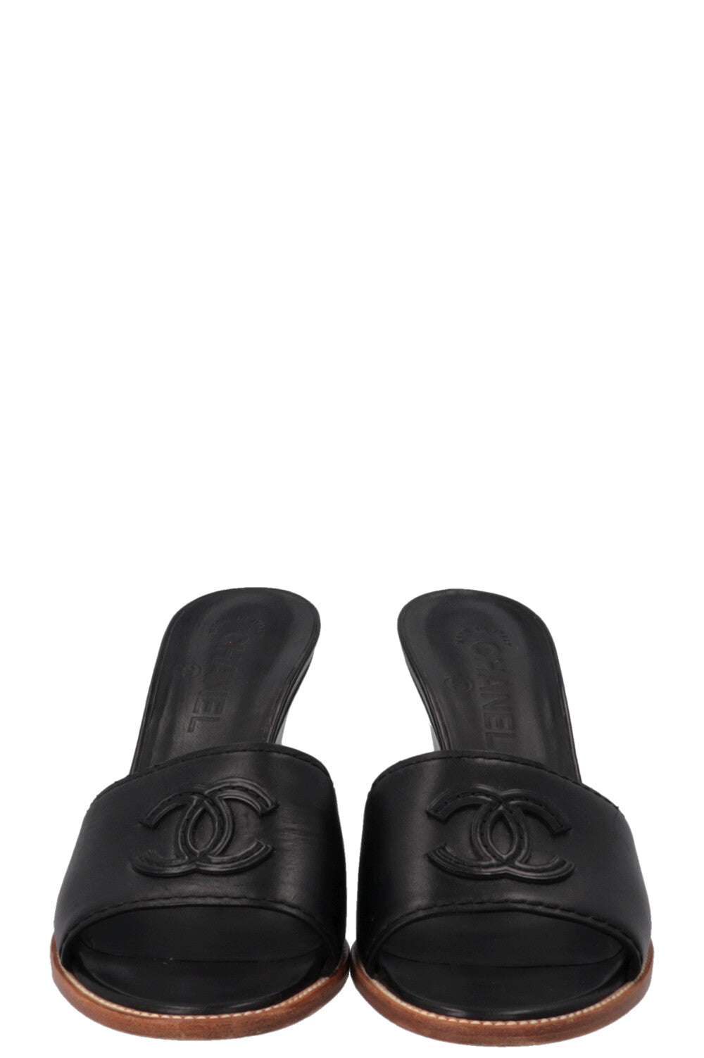 CHANEL CC Wedges Leather Black