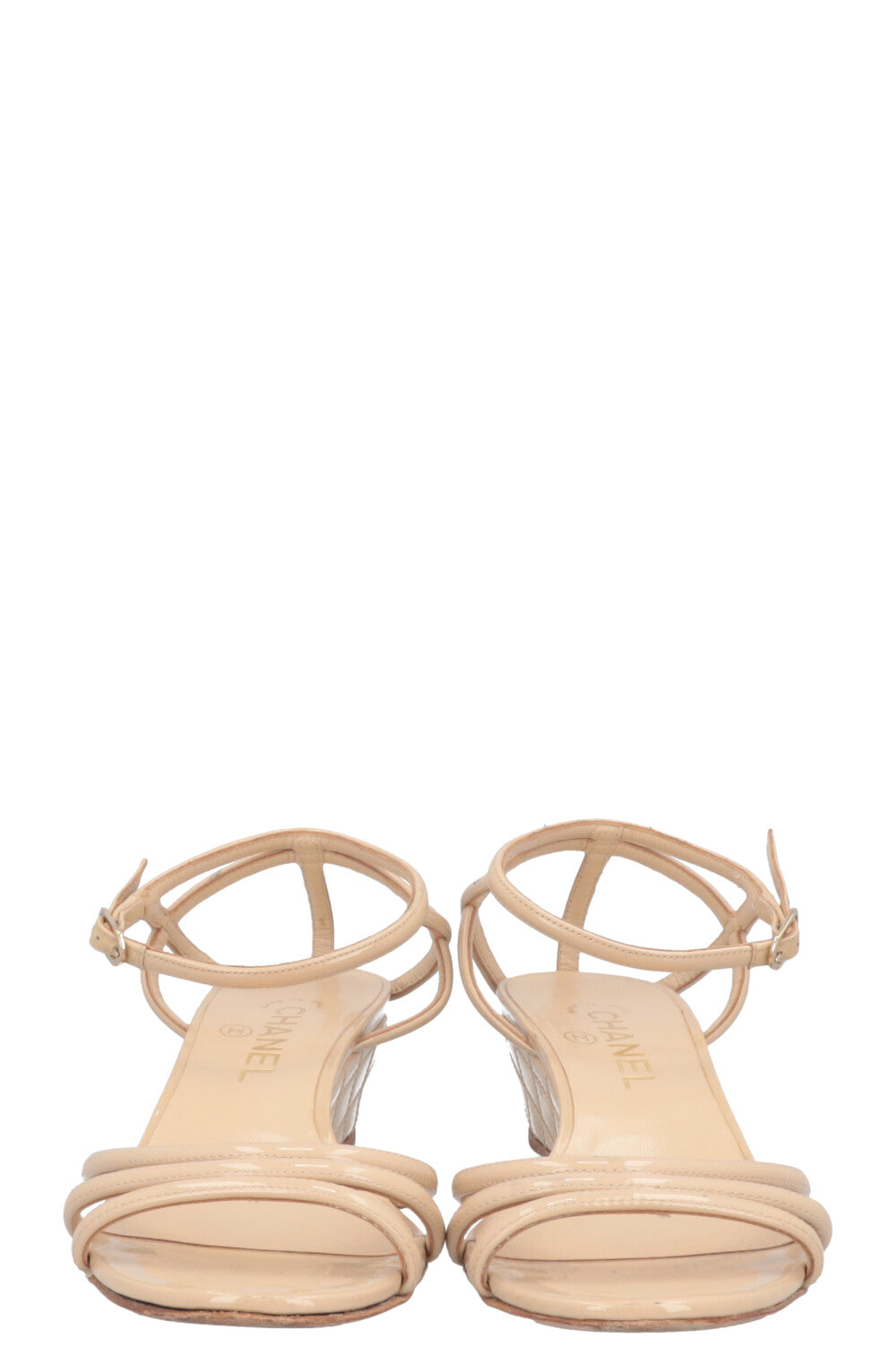 CHANEL Wedges Patent Nude