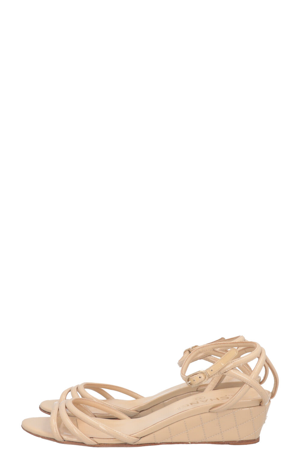 CHANEL Wedges Patent Nude