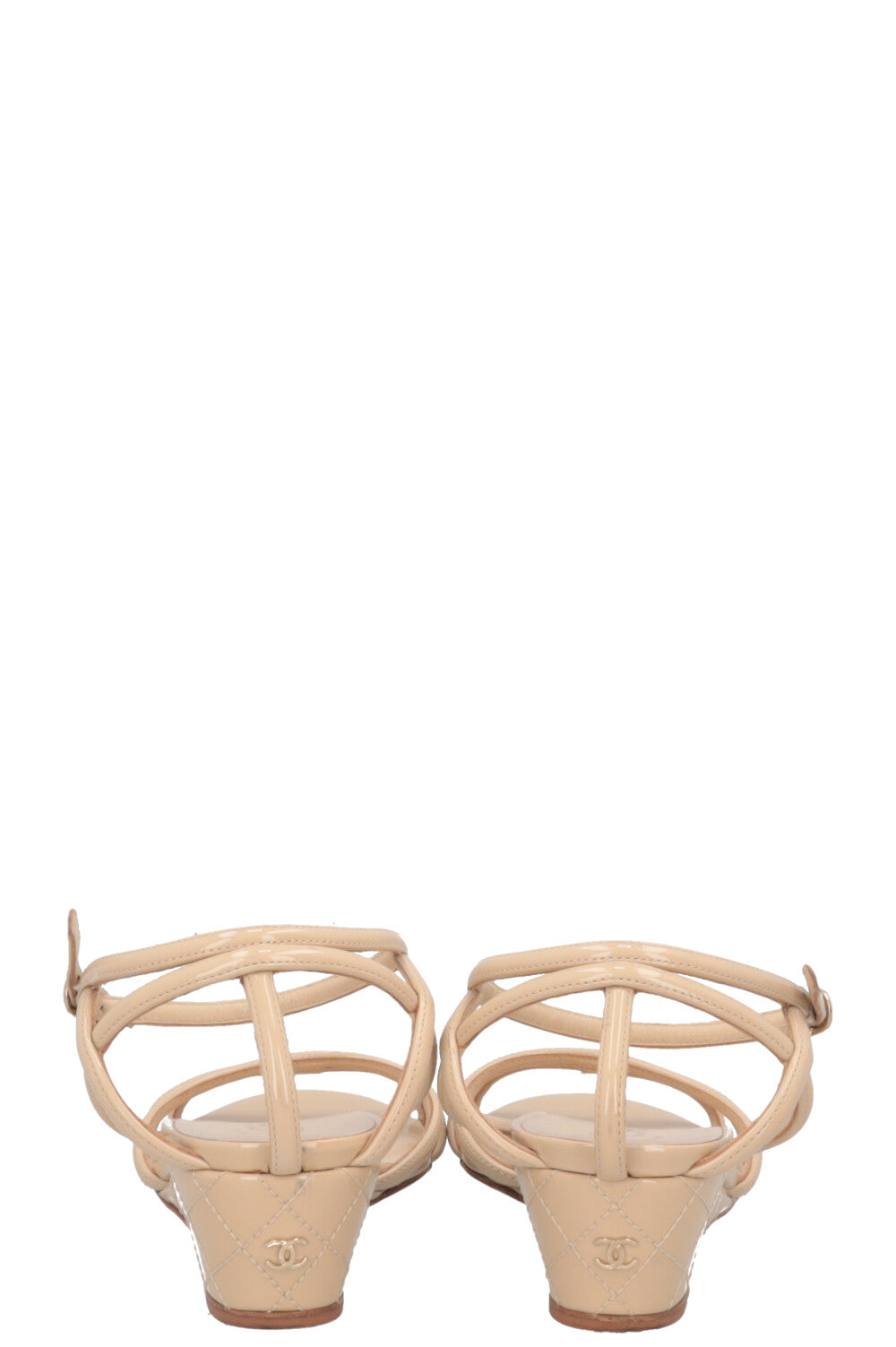 CHANEL Wedges Patent Nude