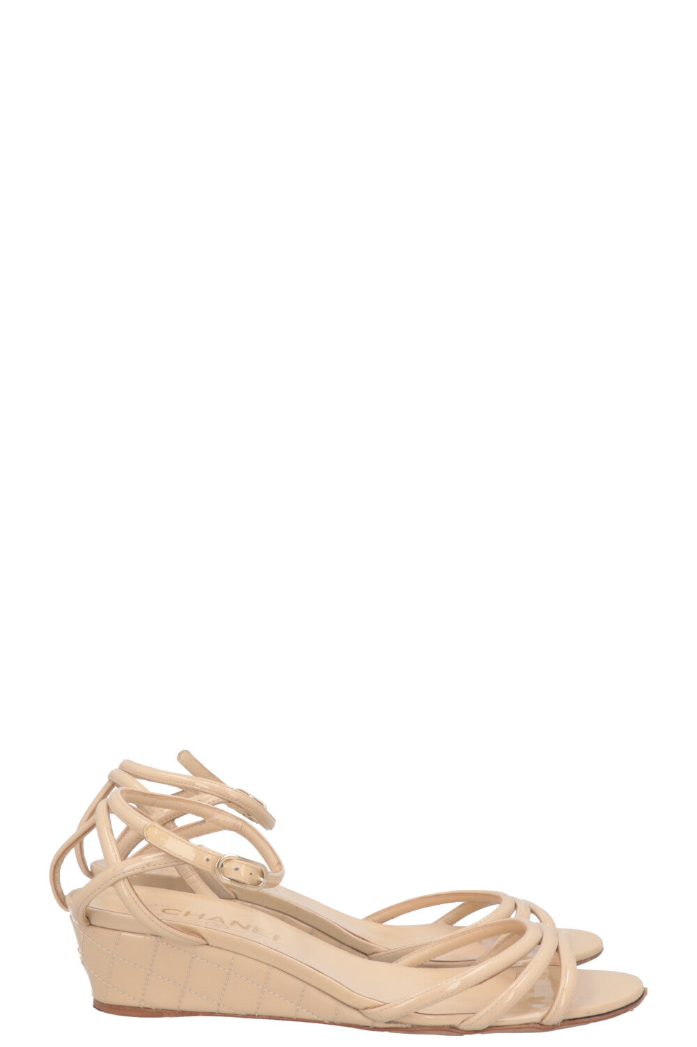CHANEL Wedges Patent Nude