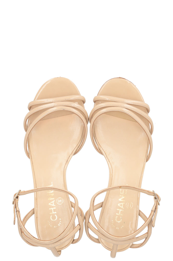 CHANEL Wedges Patent Nude