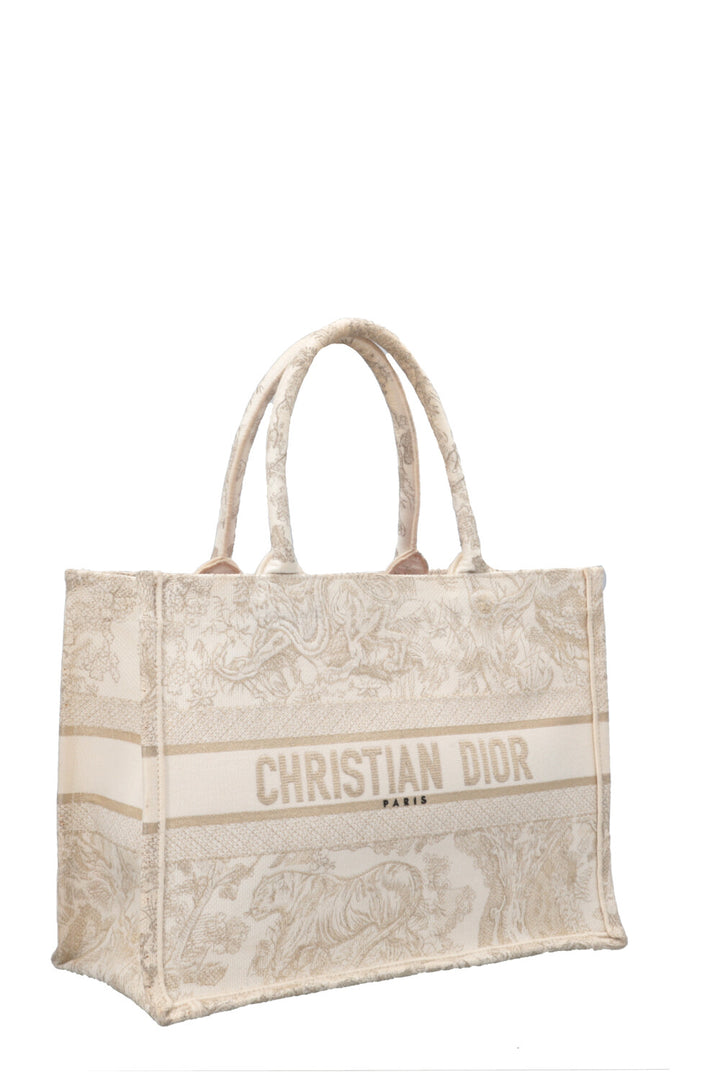 CHRISTIAN DIOR Book Tote Medium Toile De Jouy White