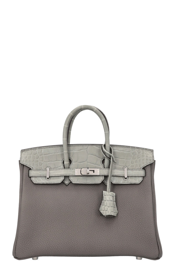 HERMÈS Birkin 25 Touch Retourné Gris Meyer Gris Ciment