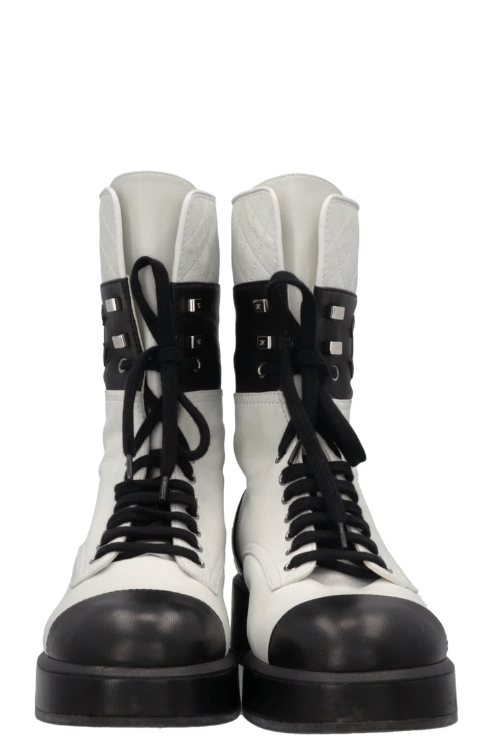 CHANEL CC Boots Black Light Grey