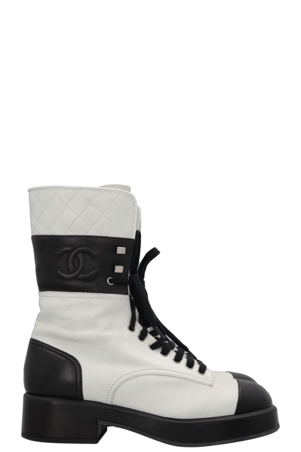 CHANEL CC Boots Black Light Grey