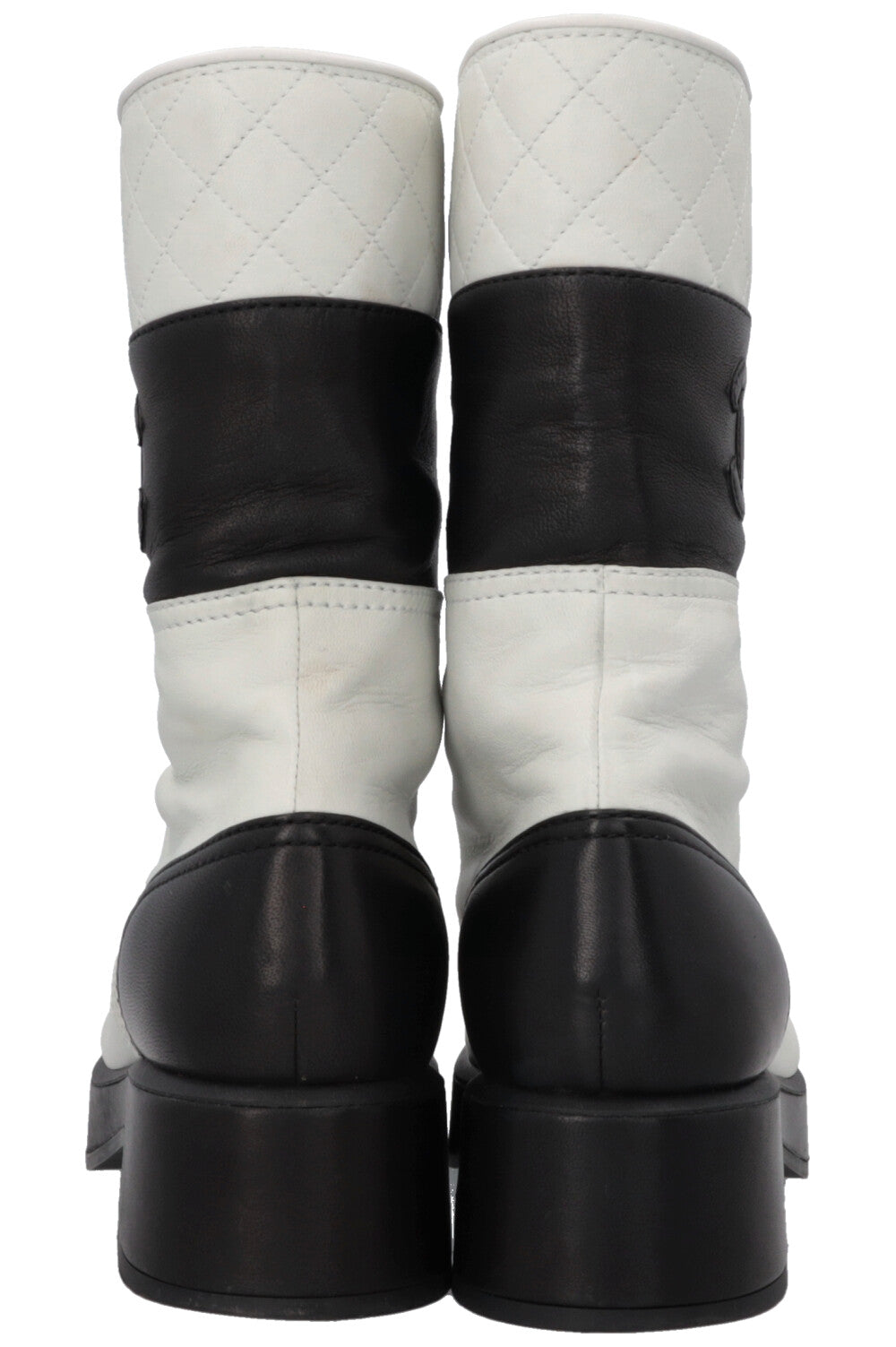 CHANEL CC Boots Black Light Grey