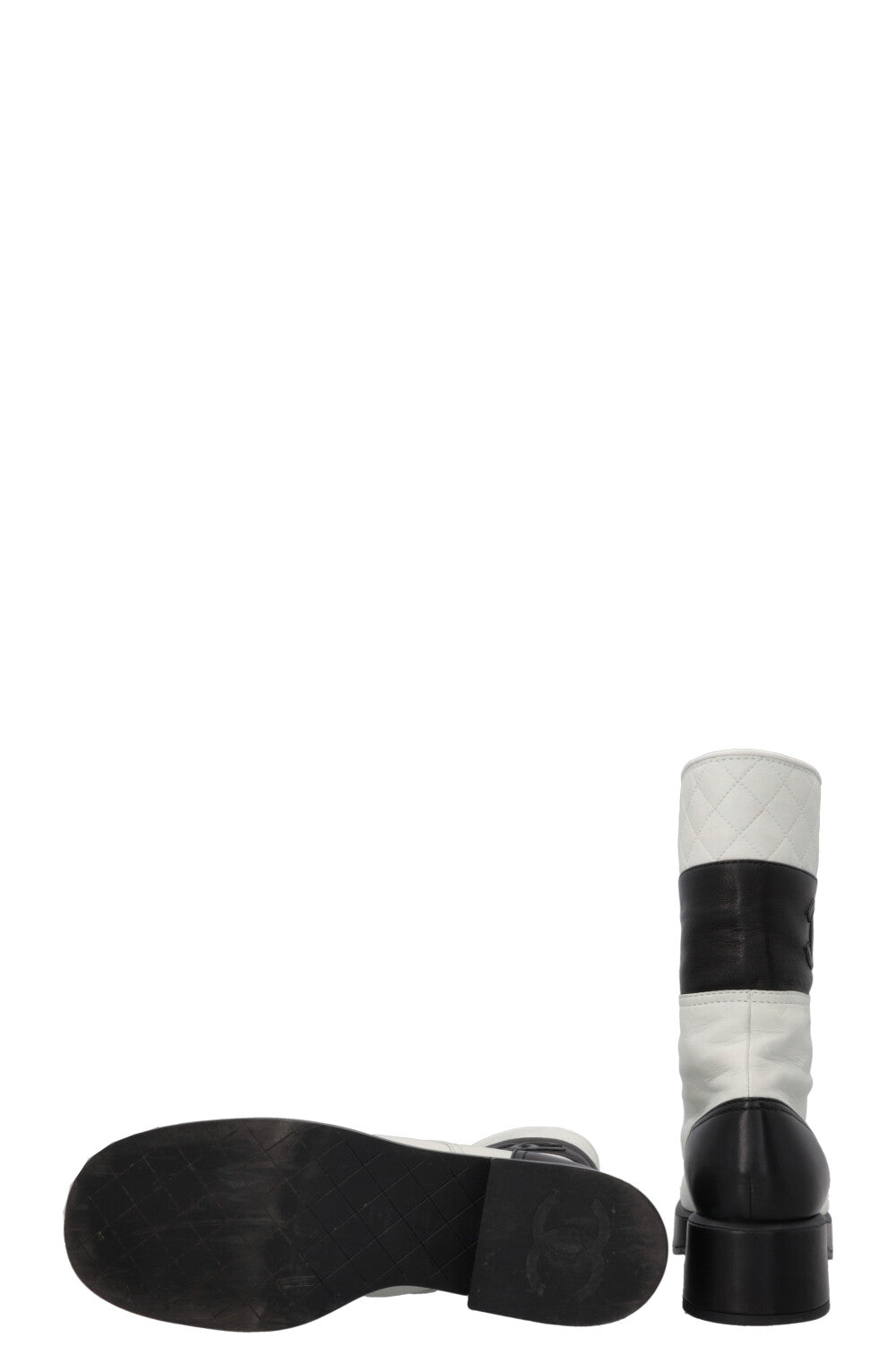 CHANEL CC Boots Black Light Grey