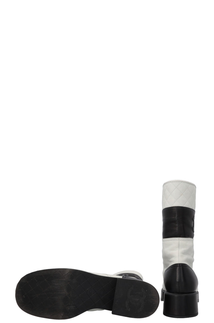 CHANEL CC Boots Black Light Grey