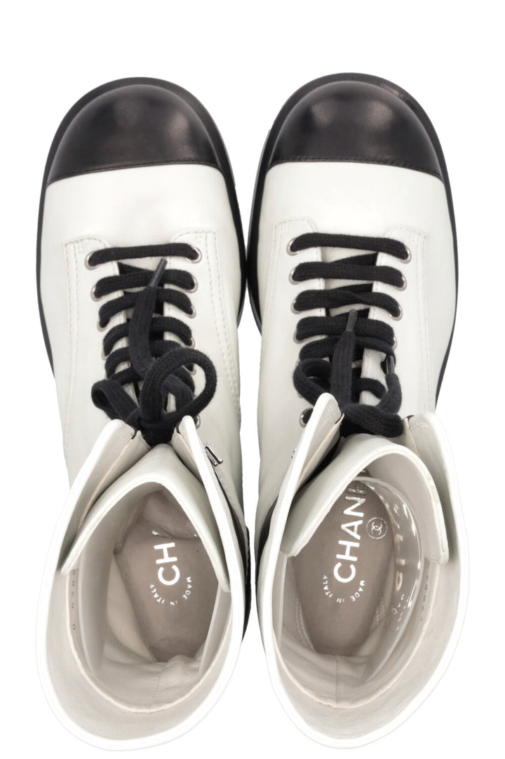 CHANEL CC Boots Black Light Grey