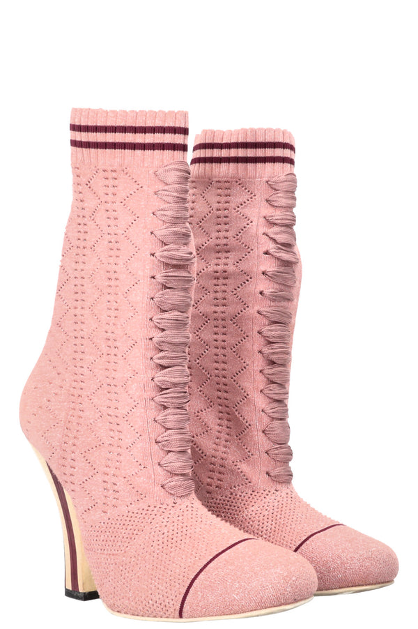 FENDI Heels Boots Stretch Fabric Glitter Pink