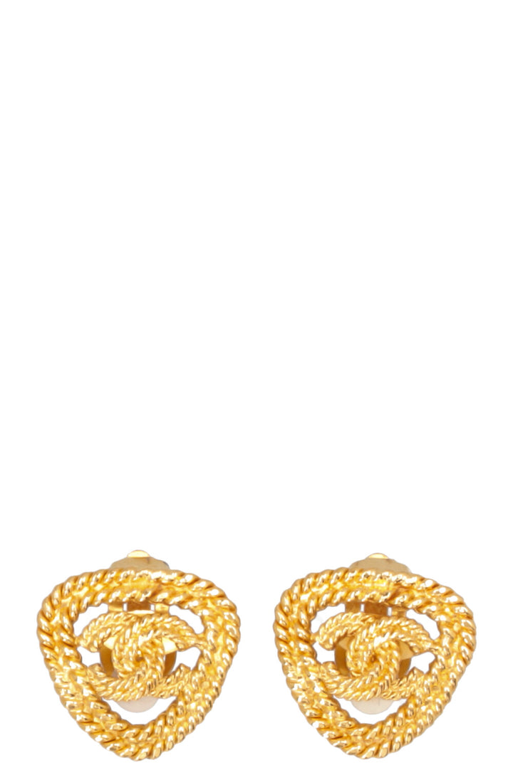 CHANEL Triangle CC Ear Clips Gold