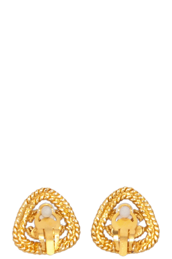 CHANEL Triangle CC Ear Clips Gold