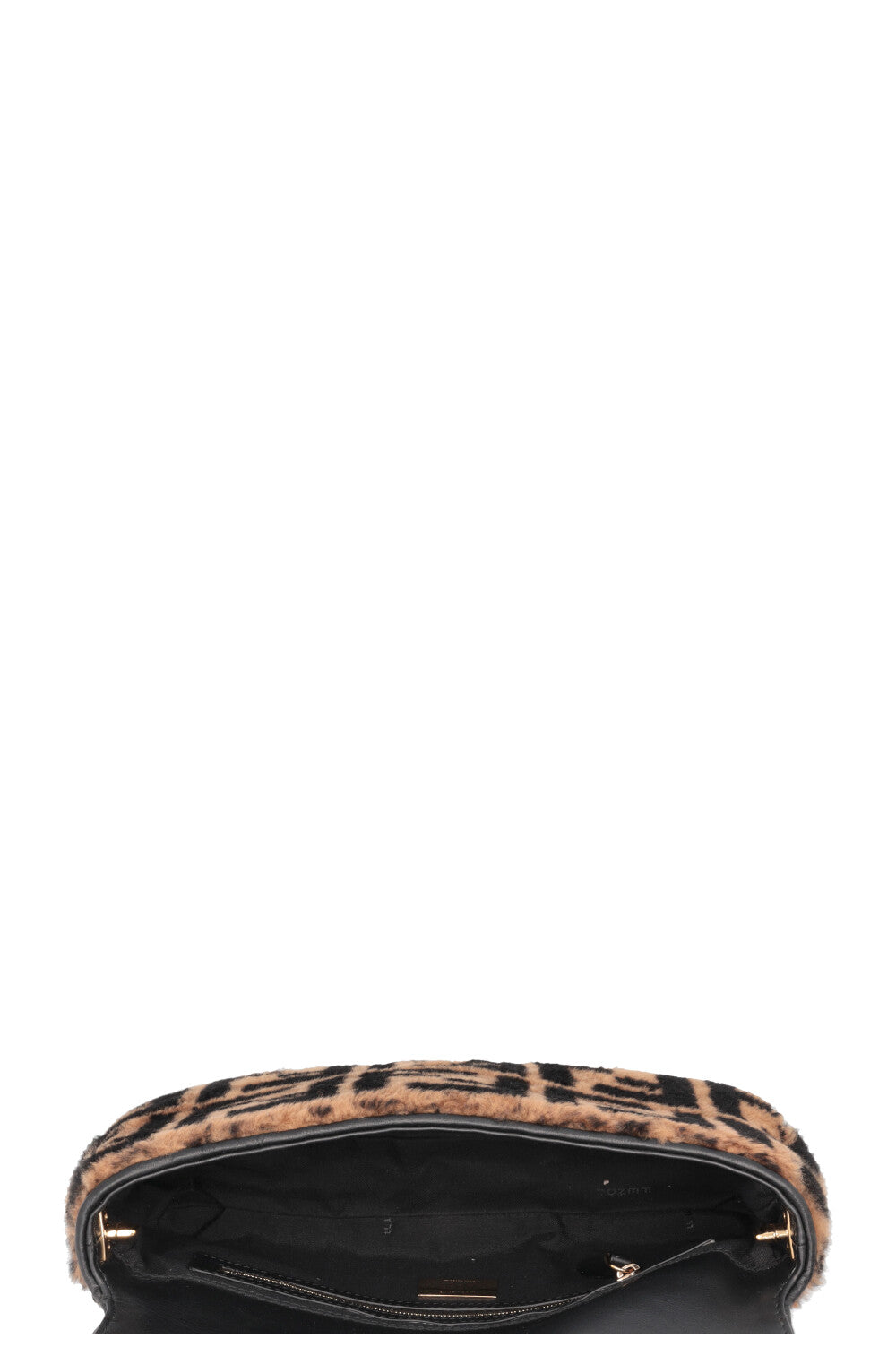 FENDI Sac baguette en peau de mouton retournée Zucca Marron