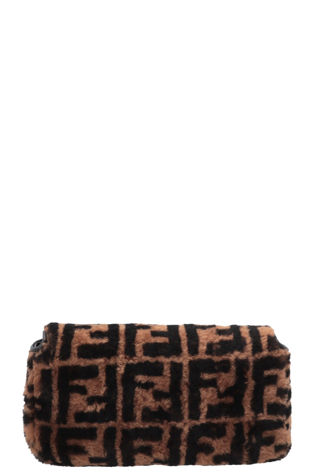 FENDI Sac baguette en peau de mouton retournée Zucca Marron