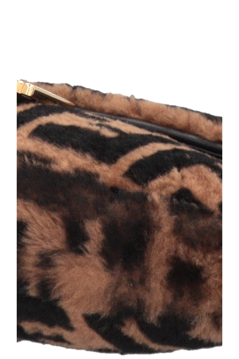 FENDI Sac baguette en peau de mouton retournée Zucca Marron