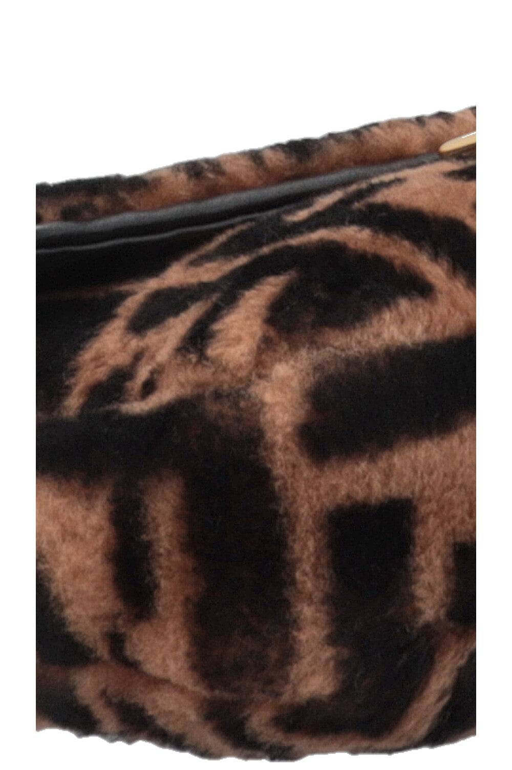 FENDI Sac baguette en peau de mouton retournée Zucca Marron