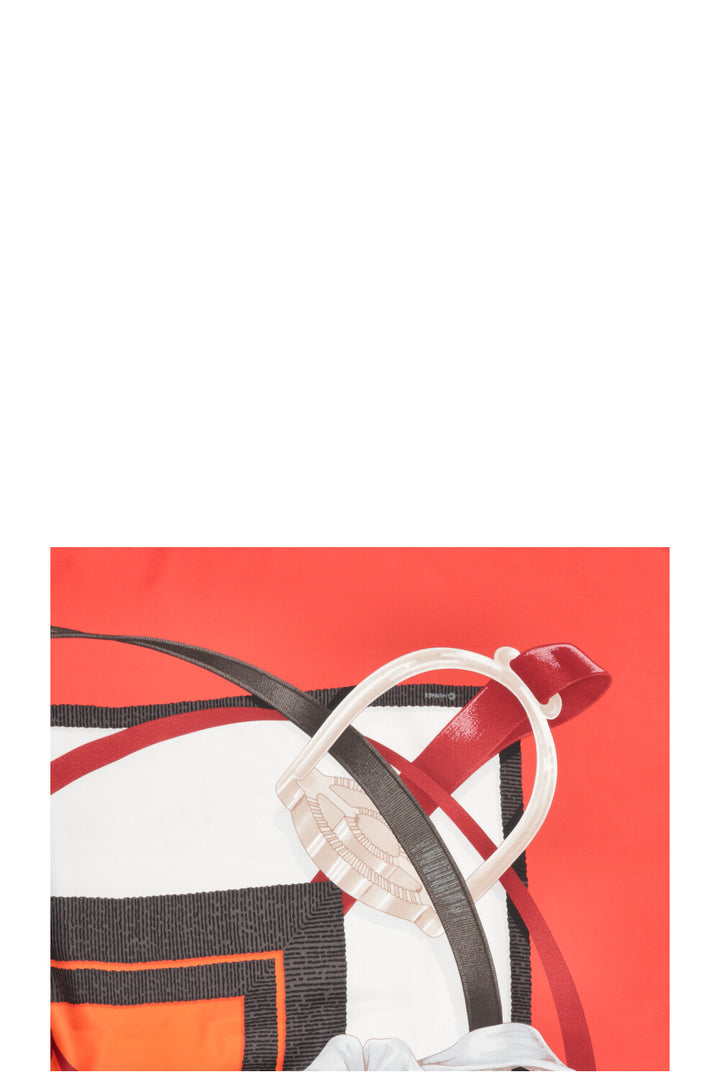 HERMÈS Grand Manège 140 Foulard Soie Rouge