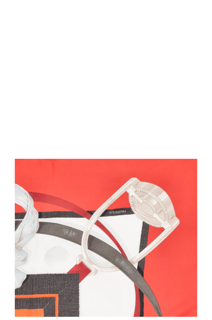 HERMÈS Grand Manège 140 Foulard Soie Rouge