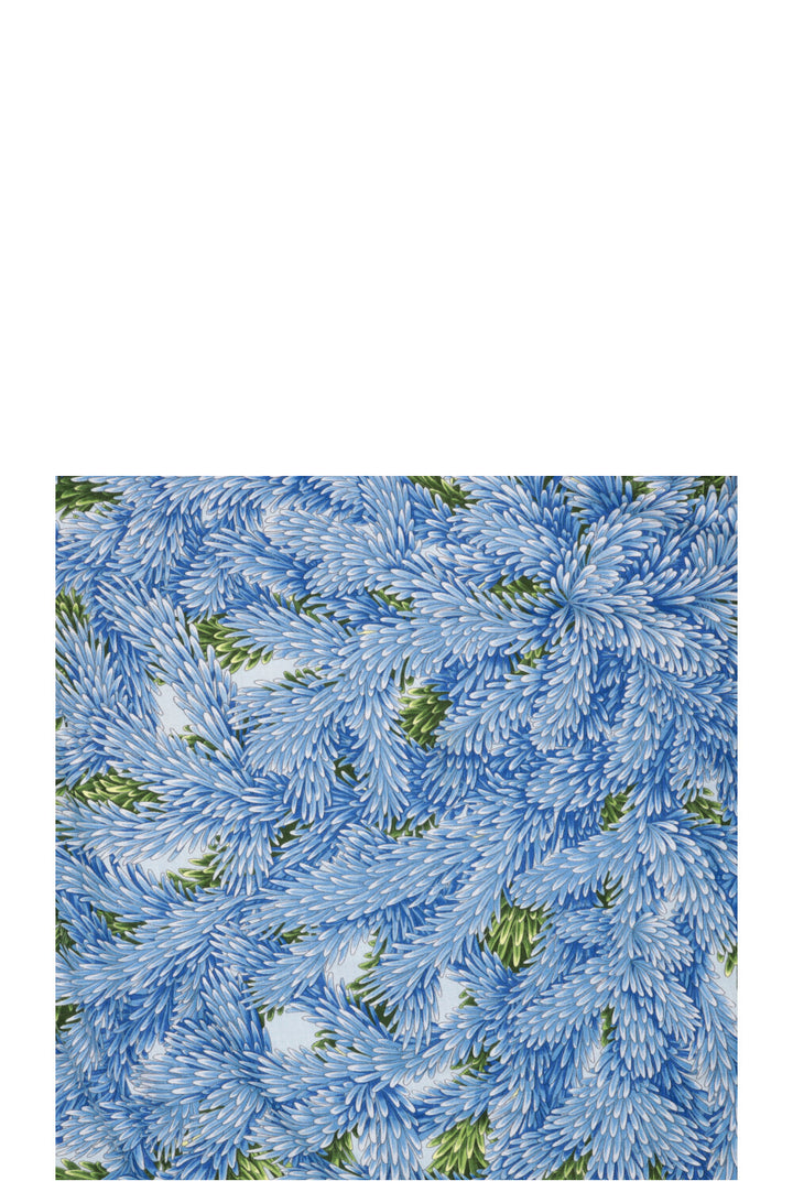 Écharpe HERMÈS à imprimé feuilles 140 cm en cachemire et soie bleu-vert