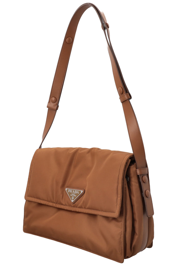 PRADA Traveller Logo Bag Medium Nylon Brandy