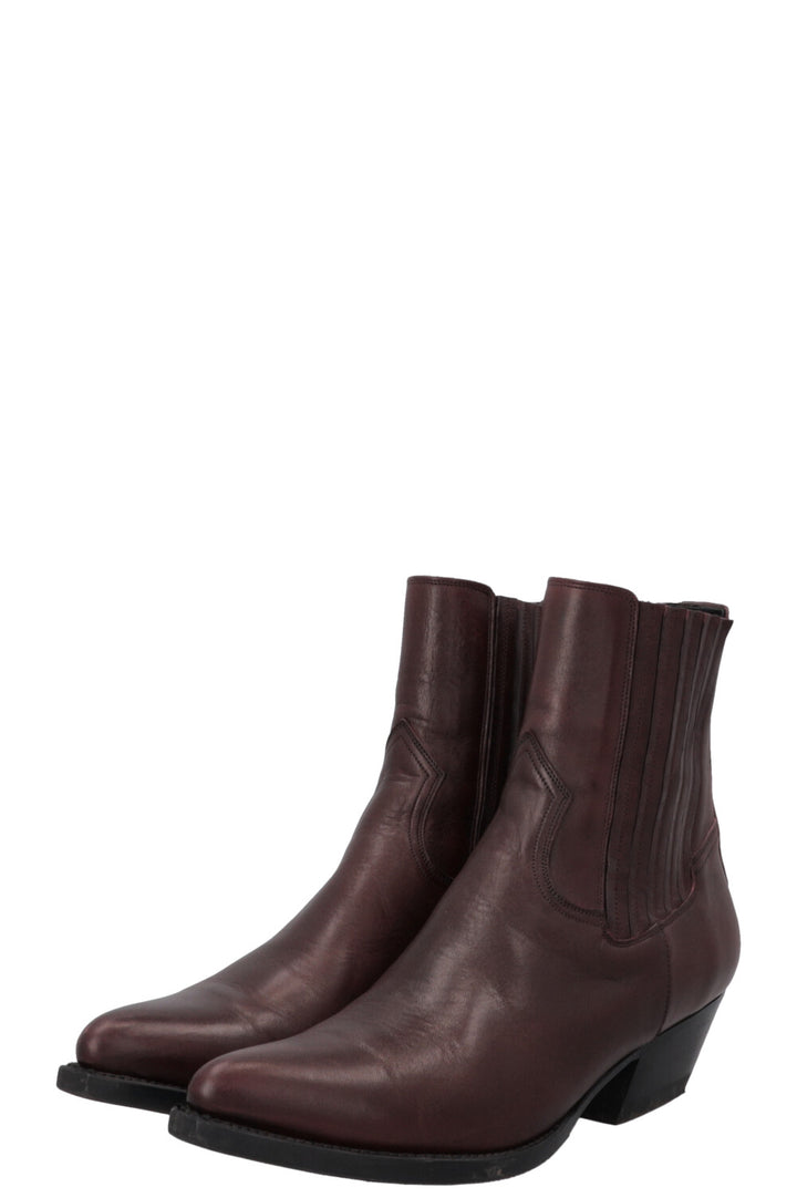 CELINE Cowboy Ankle Boots Burgundy