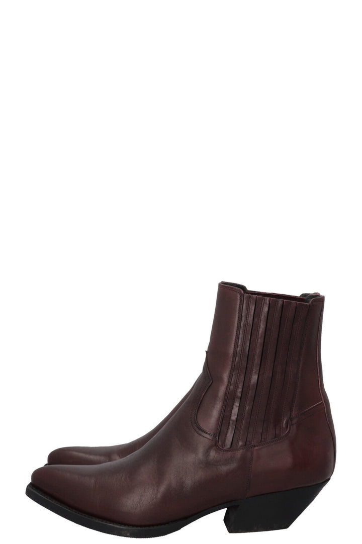 CELINE Cowboy Ankle Boots Burgundy