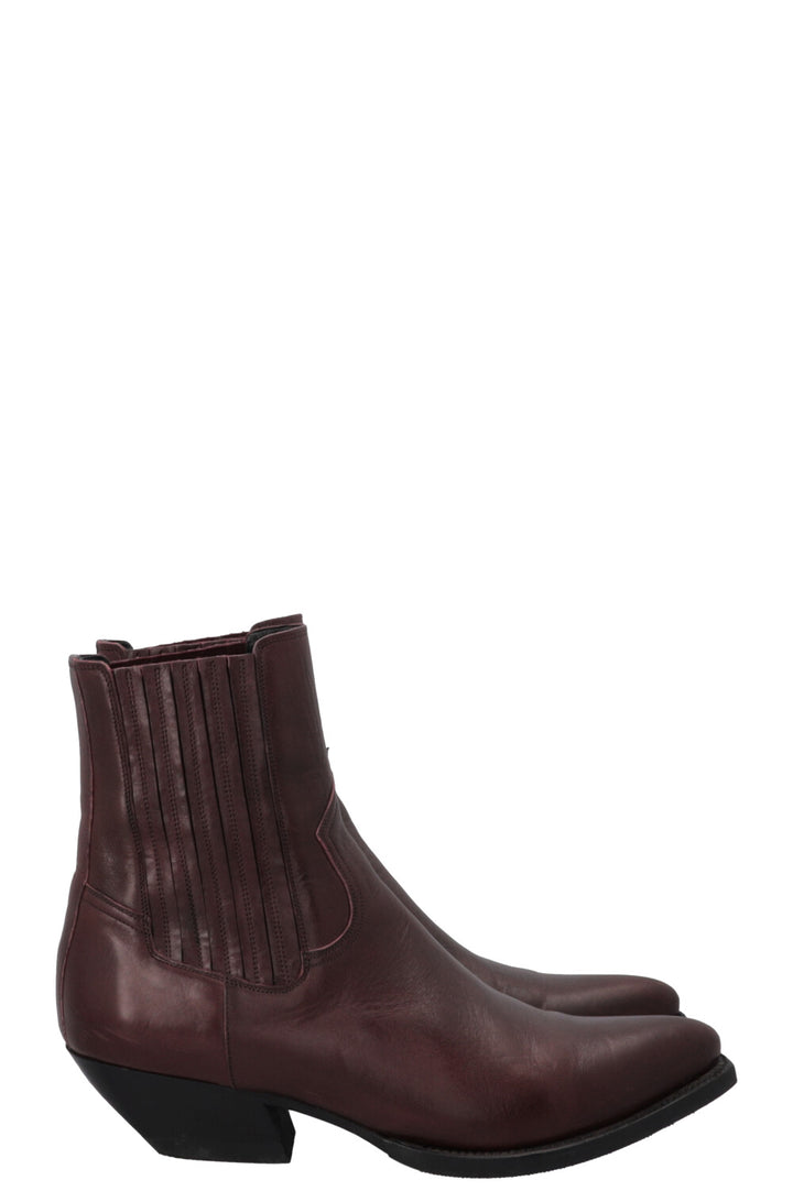 CELINE Cowboy Ankle Boots Burgundy