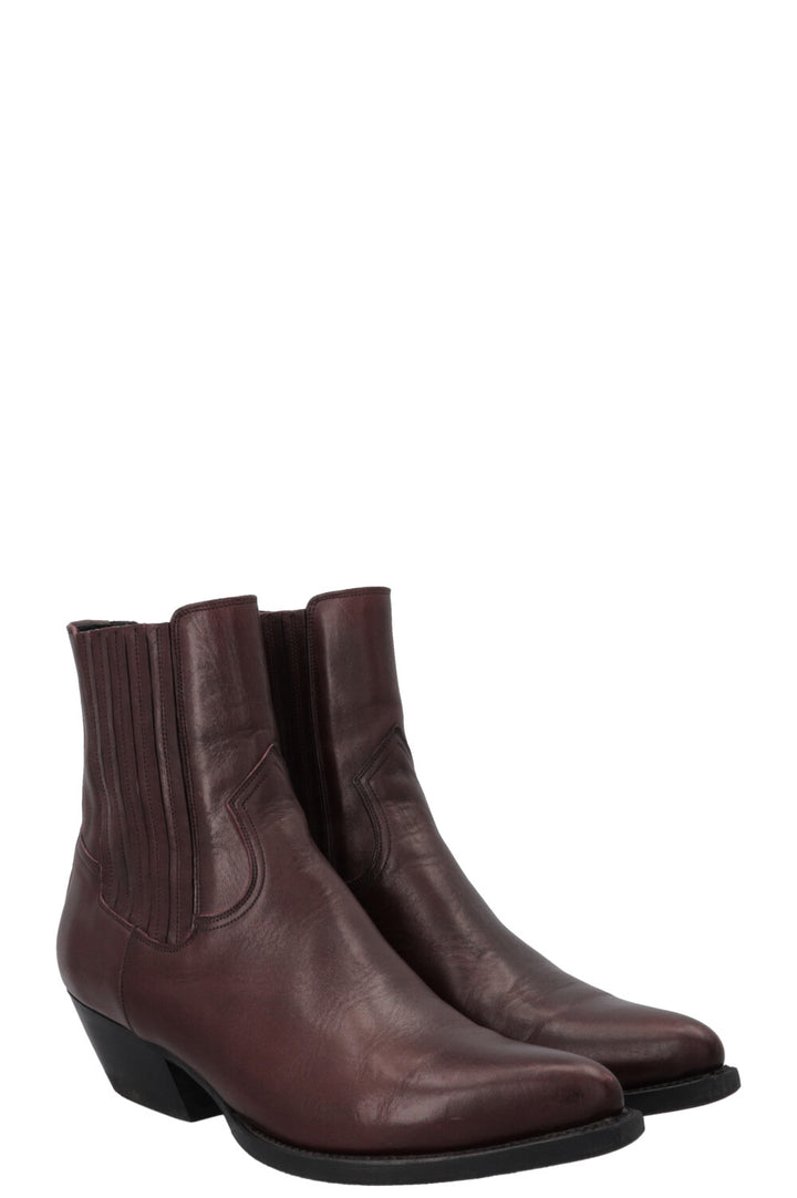 CELINE Cowboy Ankle Boots Burgundy