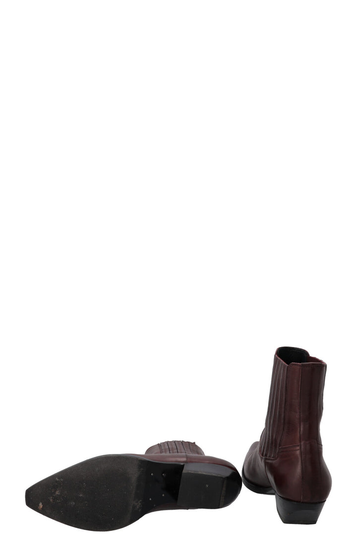 CELINE Cowboy Ankle Boots Burgundy