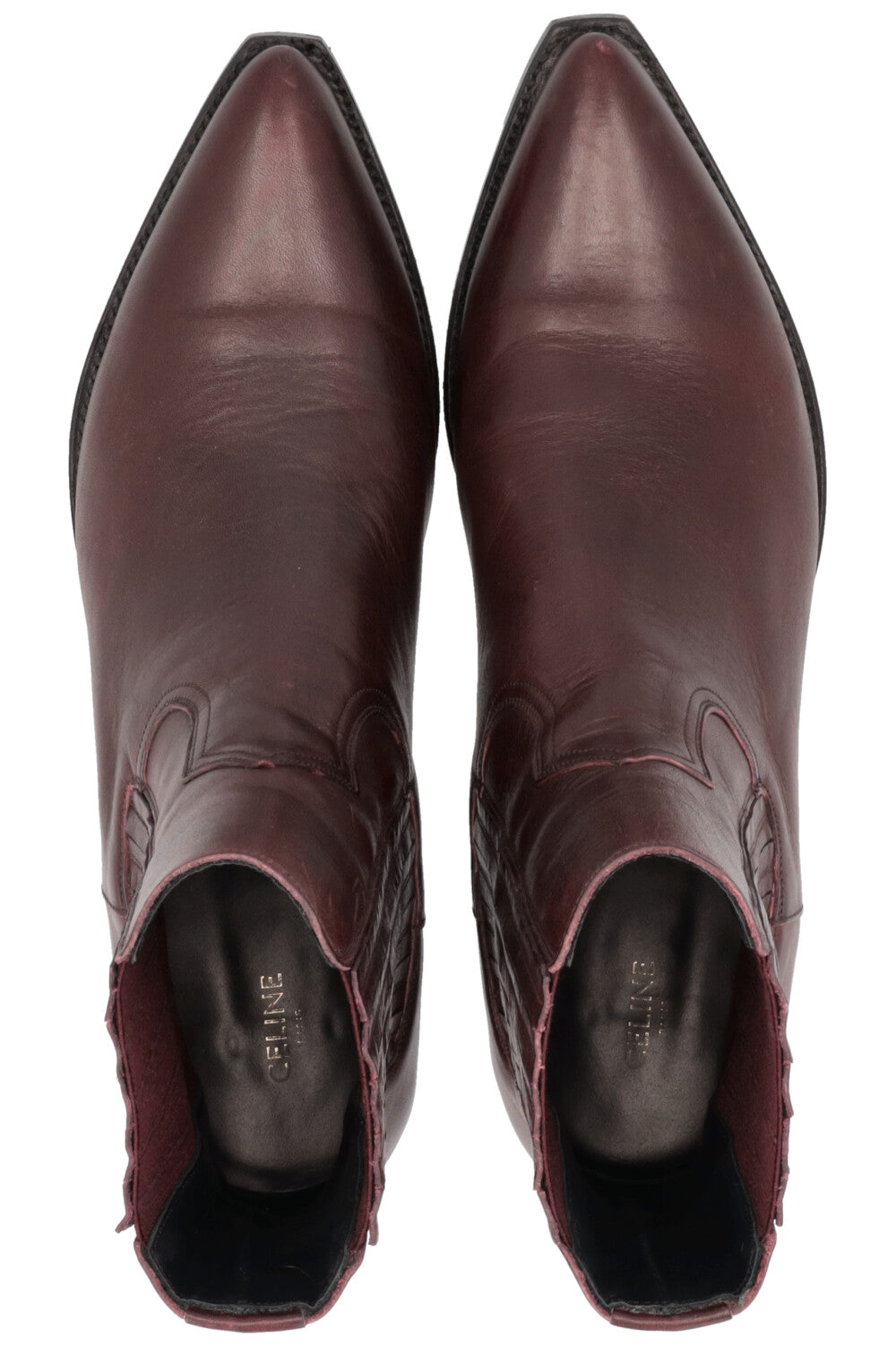 CELINE Cowboy Ankle Boots Burgundy