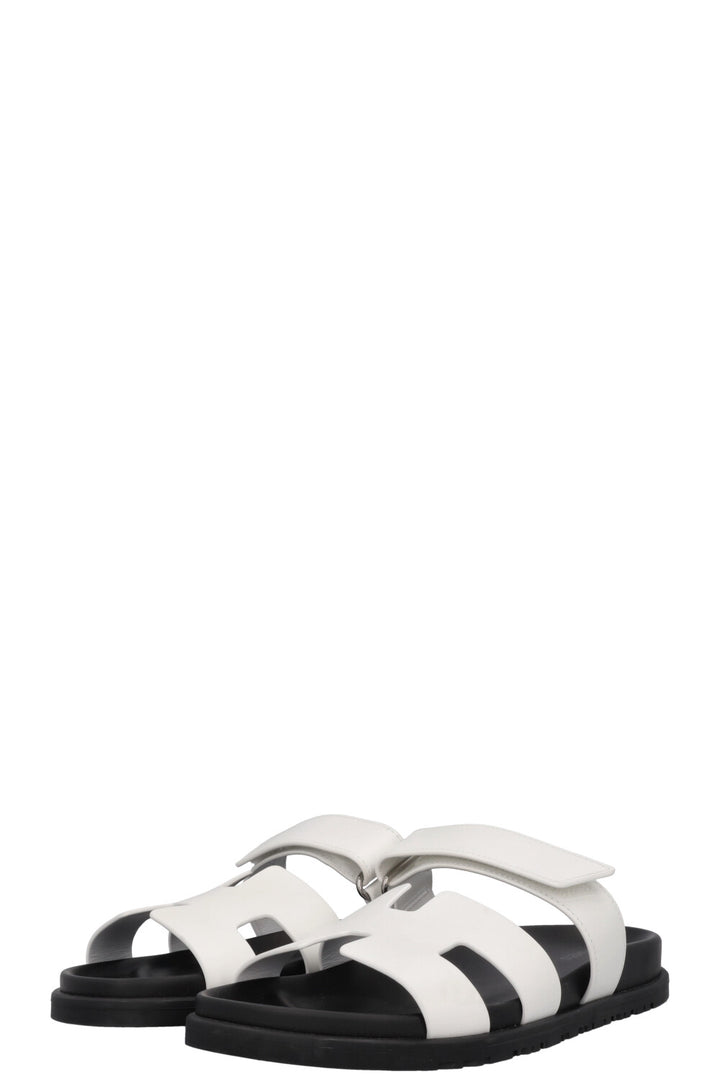 HERMÈS Chypre Sandals White Black