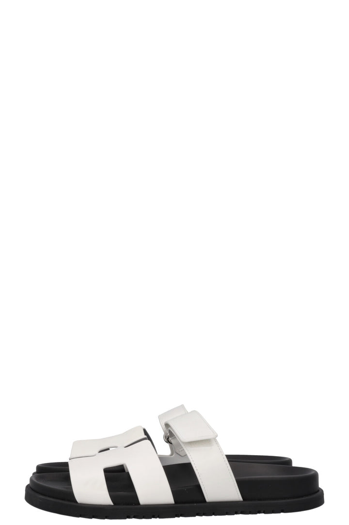 HERMÈS Chypre Sandals White Black