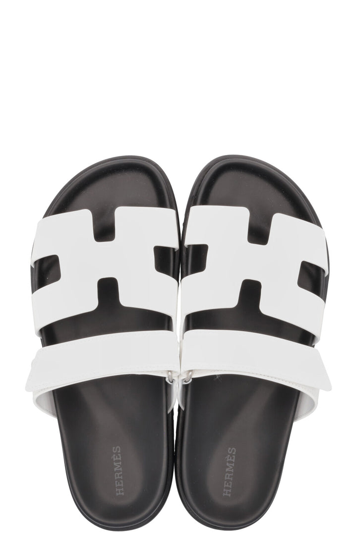 HERMÈS Chypre Sandals White Black