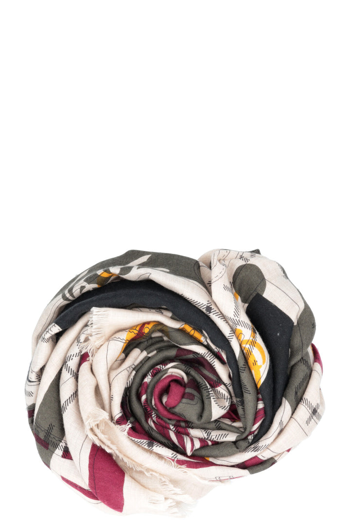 HERMÈS Camails 140 Scarf Cashmere Sand Burgundy