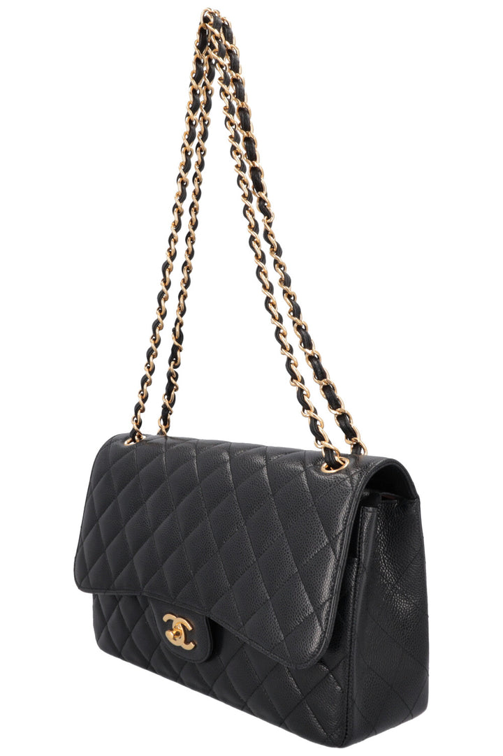 CHANEL Large Double Flap Black Caviar