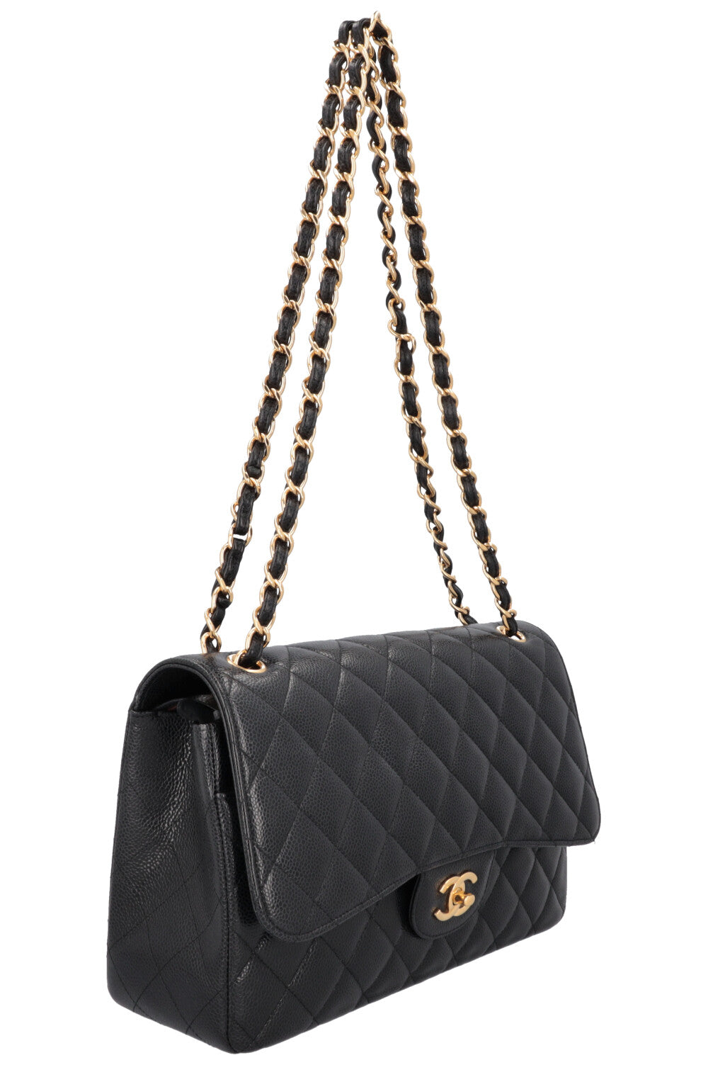 CHANEL Large Double Flap Black Caviar