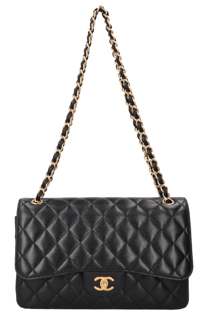 CHANEL Large Double Flap Black Caviar