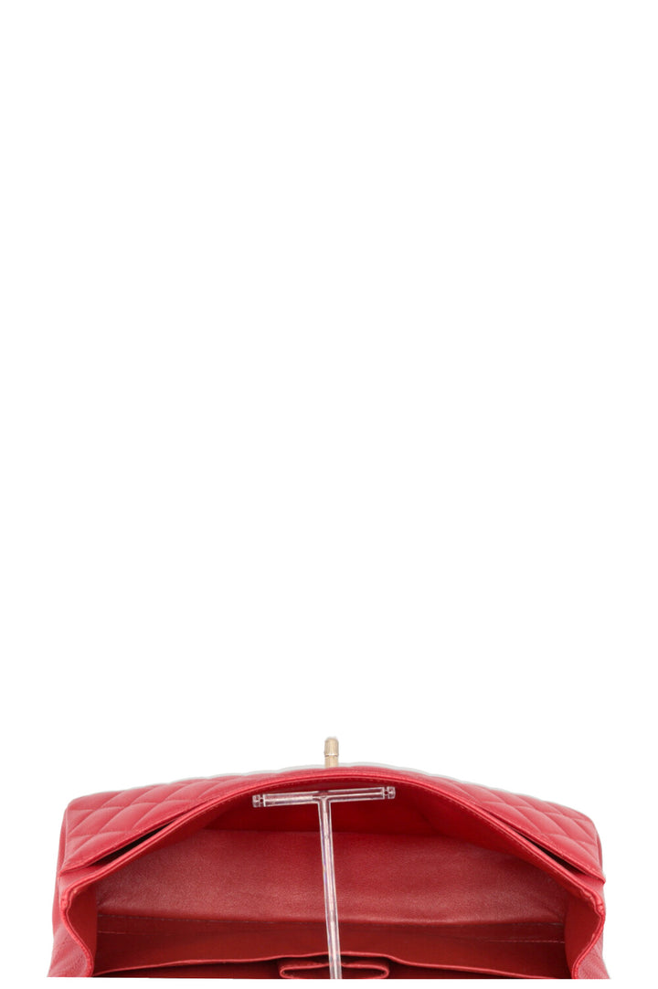 CHANEL Sac Double Rabat Moyen Caviar Rouge