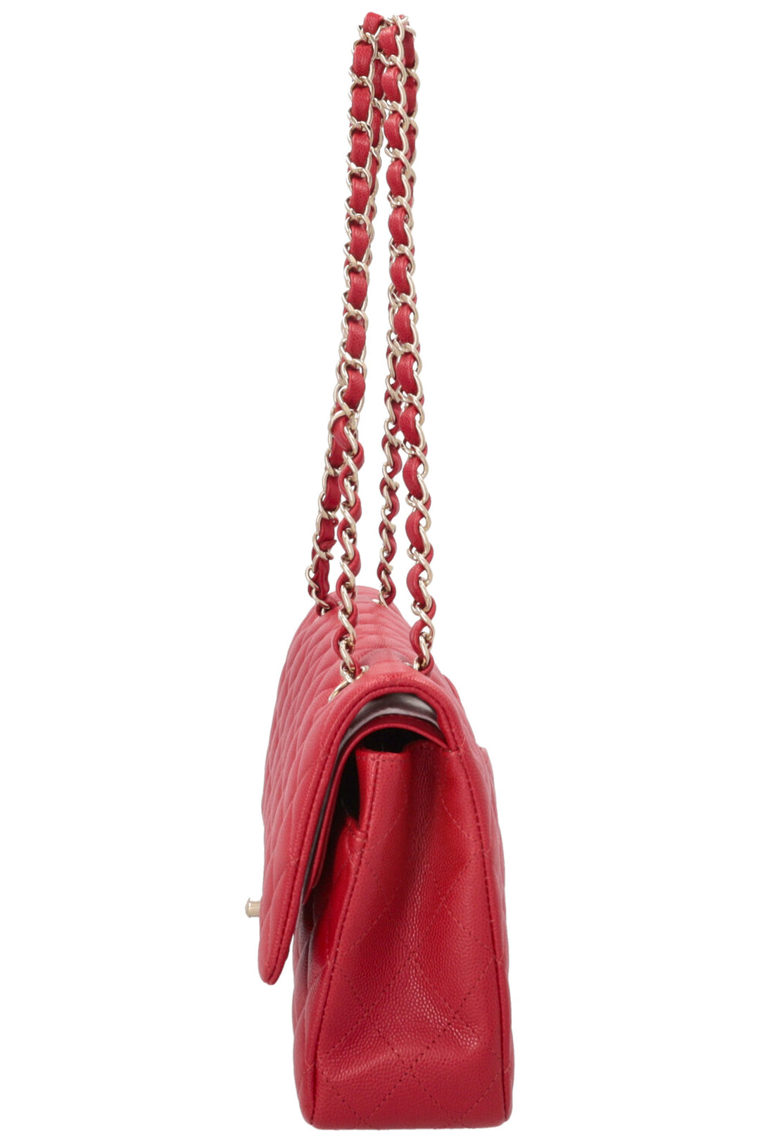 CHANEL Sac Double Rabat Moyen Caviar Rouge