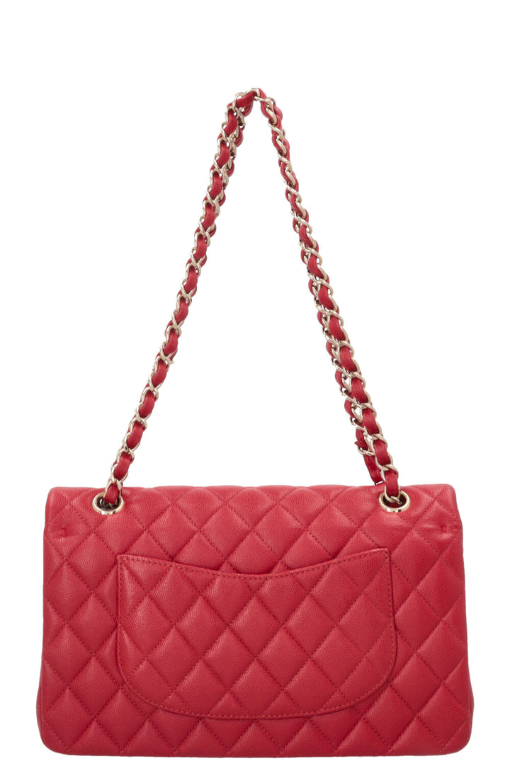 CHANEL Sac Double Rabat Moyen Caviar Rouge