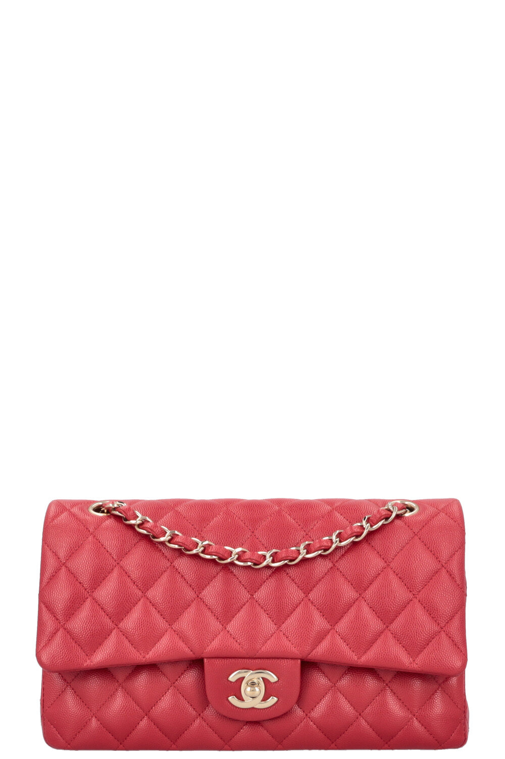 CHANEL Medium Double Flap Bag Caviar Red