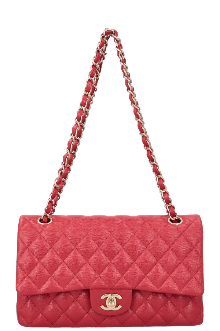 CHANEL Medium Double Flap Bag Caviar Red