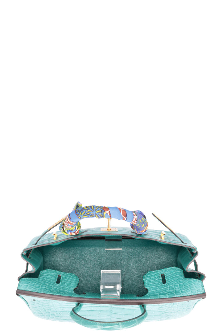 HERMÈS Birkin 30 Retourné Alligator Mississippiensis Mat Bleu Paon