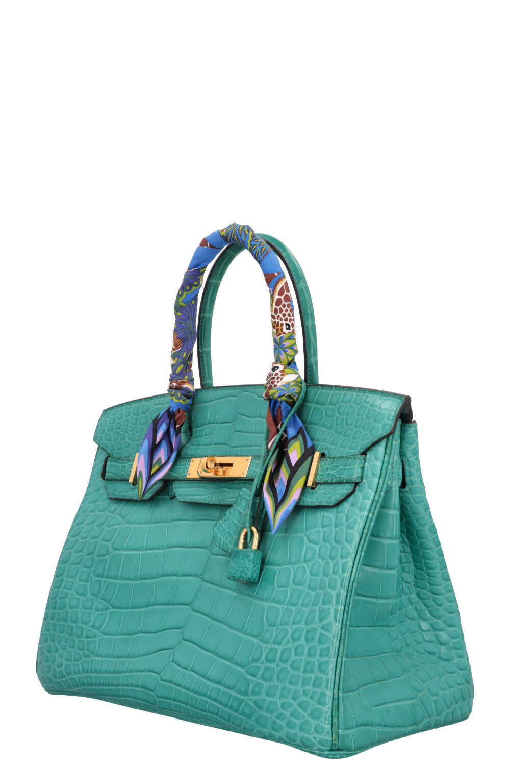HERMÈS Birkin 30 Retourné Alligator Mississippiensis Mat Bleu Paon