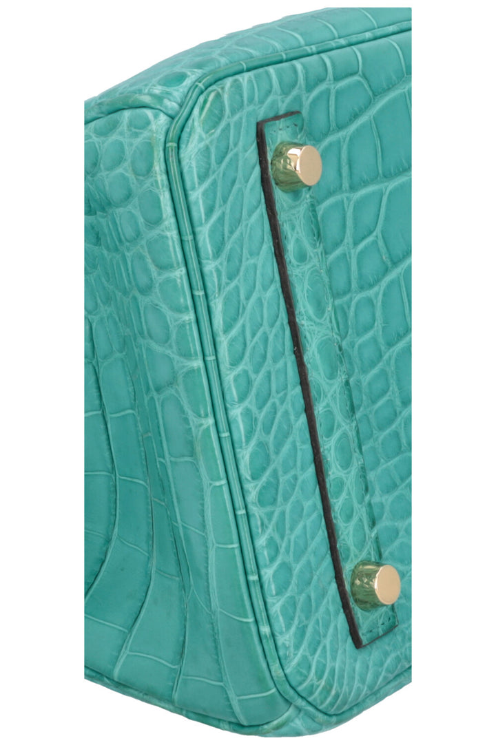 HERMÈS Birkin 30 Retourné Alligator Mississippiensis Mat Bleu Paon