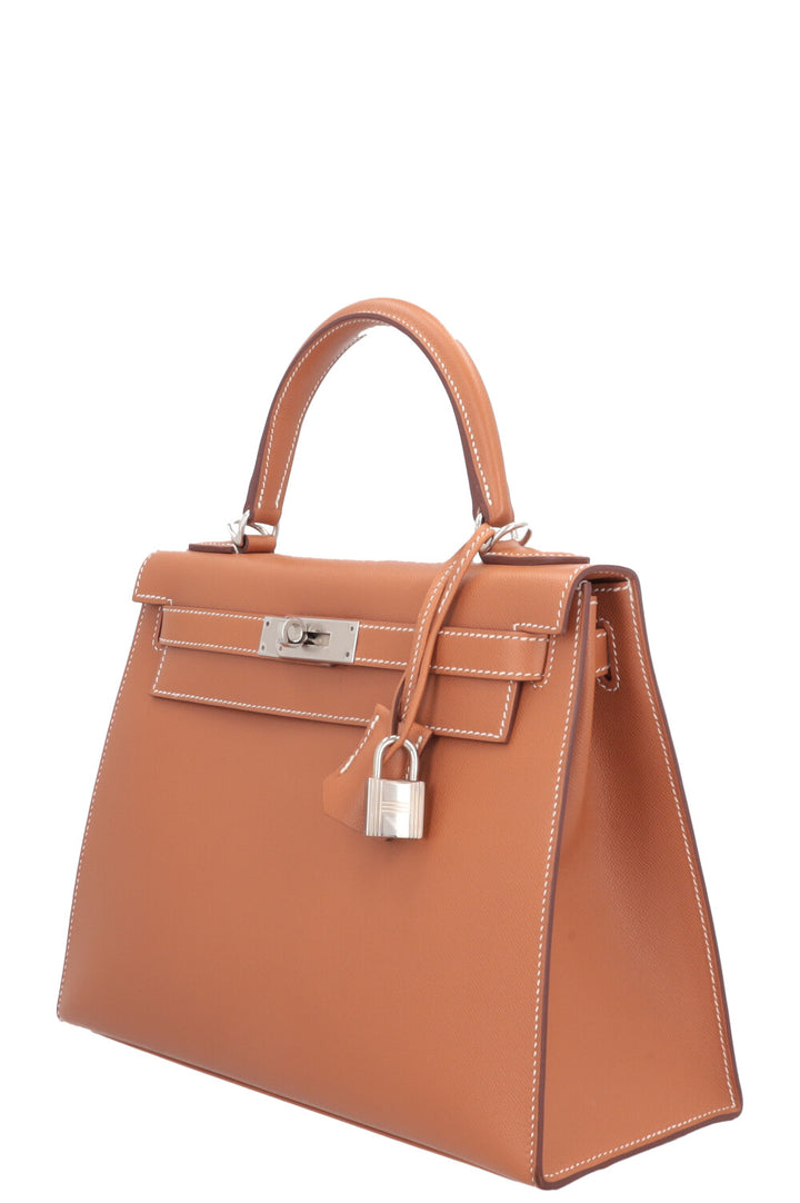 HERMÈS Kelly 28 Sellier Veau Madame Gold
